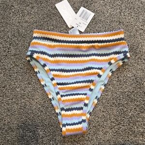 L Space Women Frenchi Bitsy Striped High-Waisted Bikini Bottom Swim Sz XD